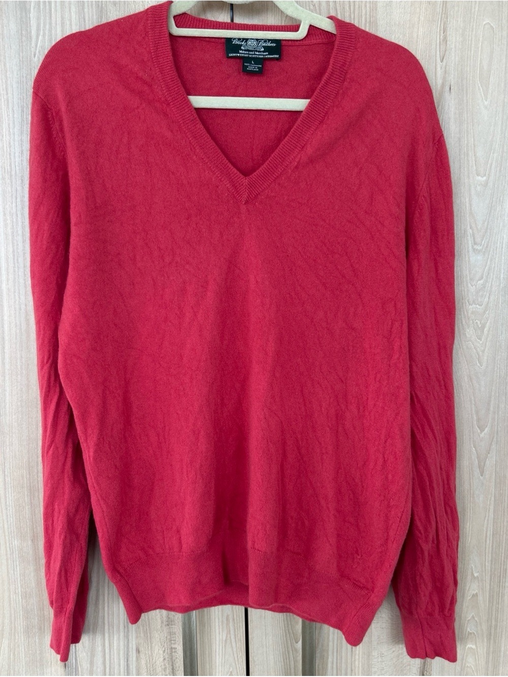 Brooks Brothers Country Club Scottish Cashmere Sweater Mens L Red V Neck